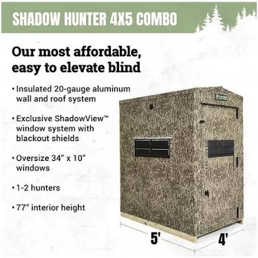 Shadow Hunter 4x5 Combo Hunting Blind with Heavy-Duty Steel Stand & Stairs – $3,290