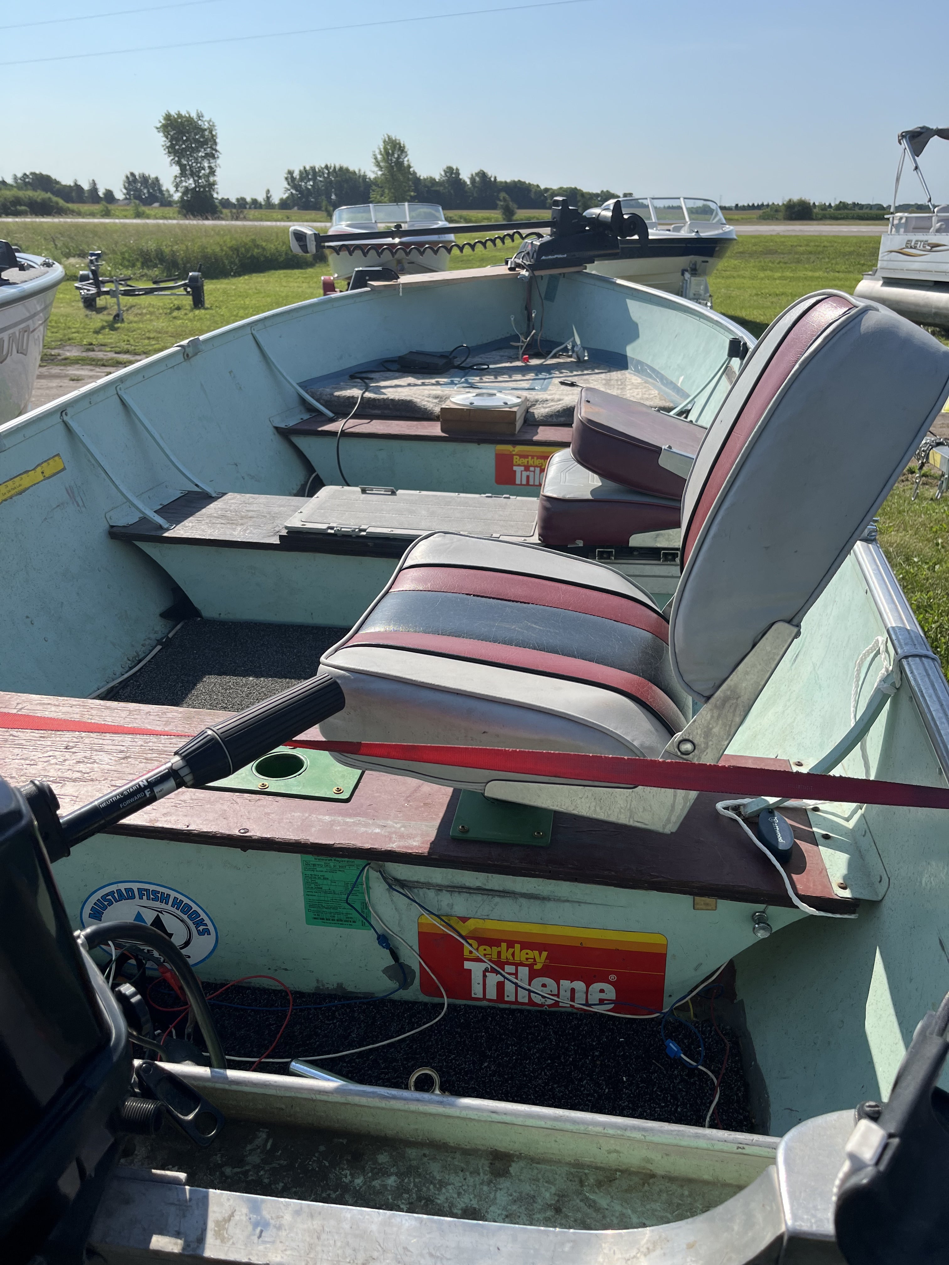 1974 Lund 14' Aluminum Fishing Boat – 25 HP Mercury Tiller & Spartan Roller Trailer