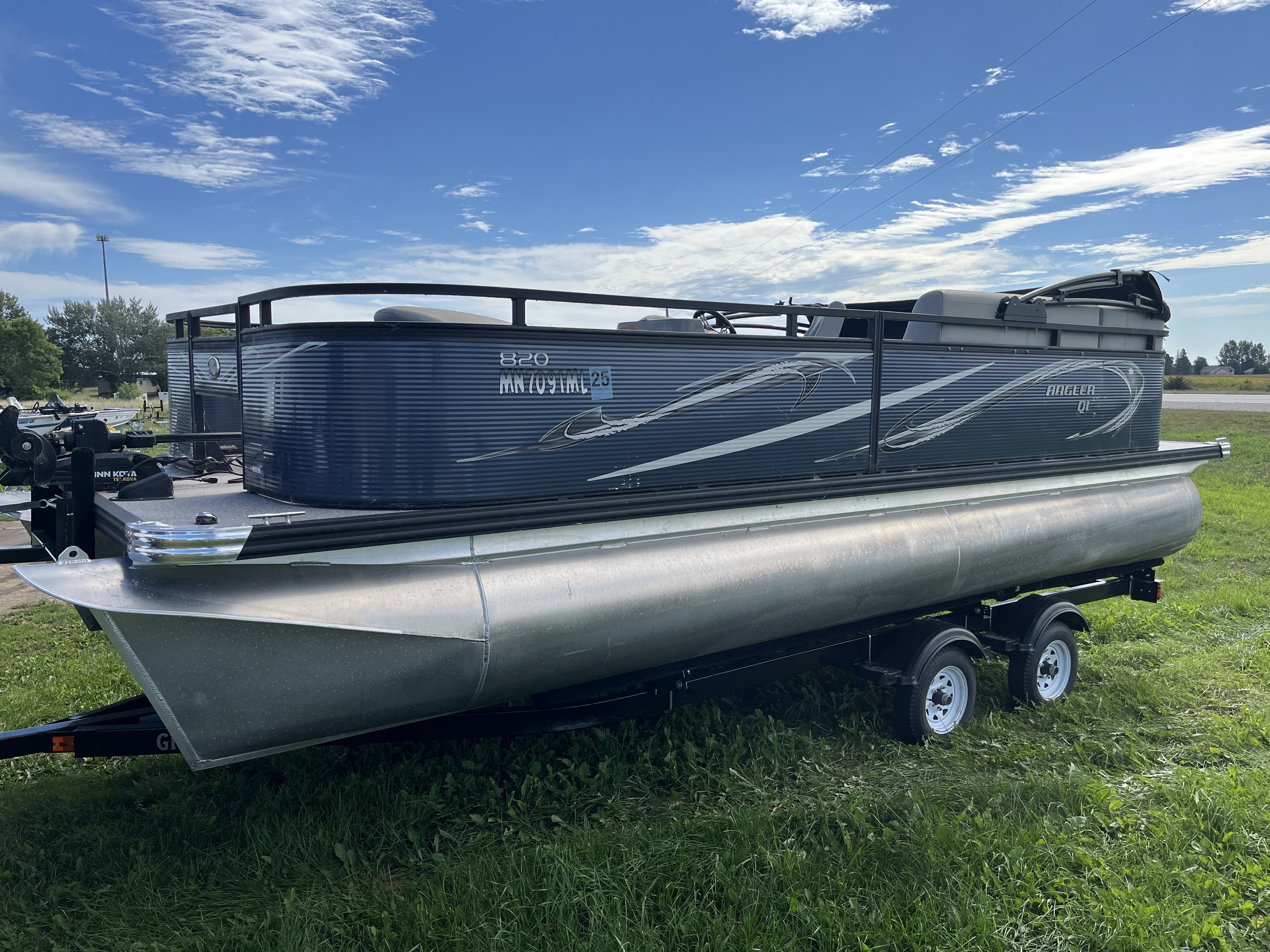 2022 Angler Quest 820 20' Fishing Pontoon – 90HP Honda 4-Stroke, Minn Kota Trolling Motor & Dual-Axle Trailer – $29,900