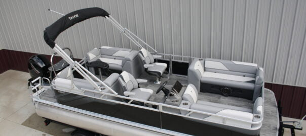 2026 Tahoe / Avalon Sport Quad Lounger 2180 Tritoon, Mercury 150 HP 4-Stroke, Dual-Axle Trailer