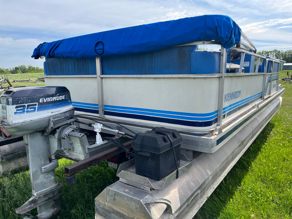 1987 Kennedy 24' Pontoon Cruise Package with Evinrude 35HP – Scissor Trailer