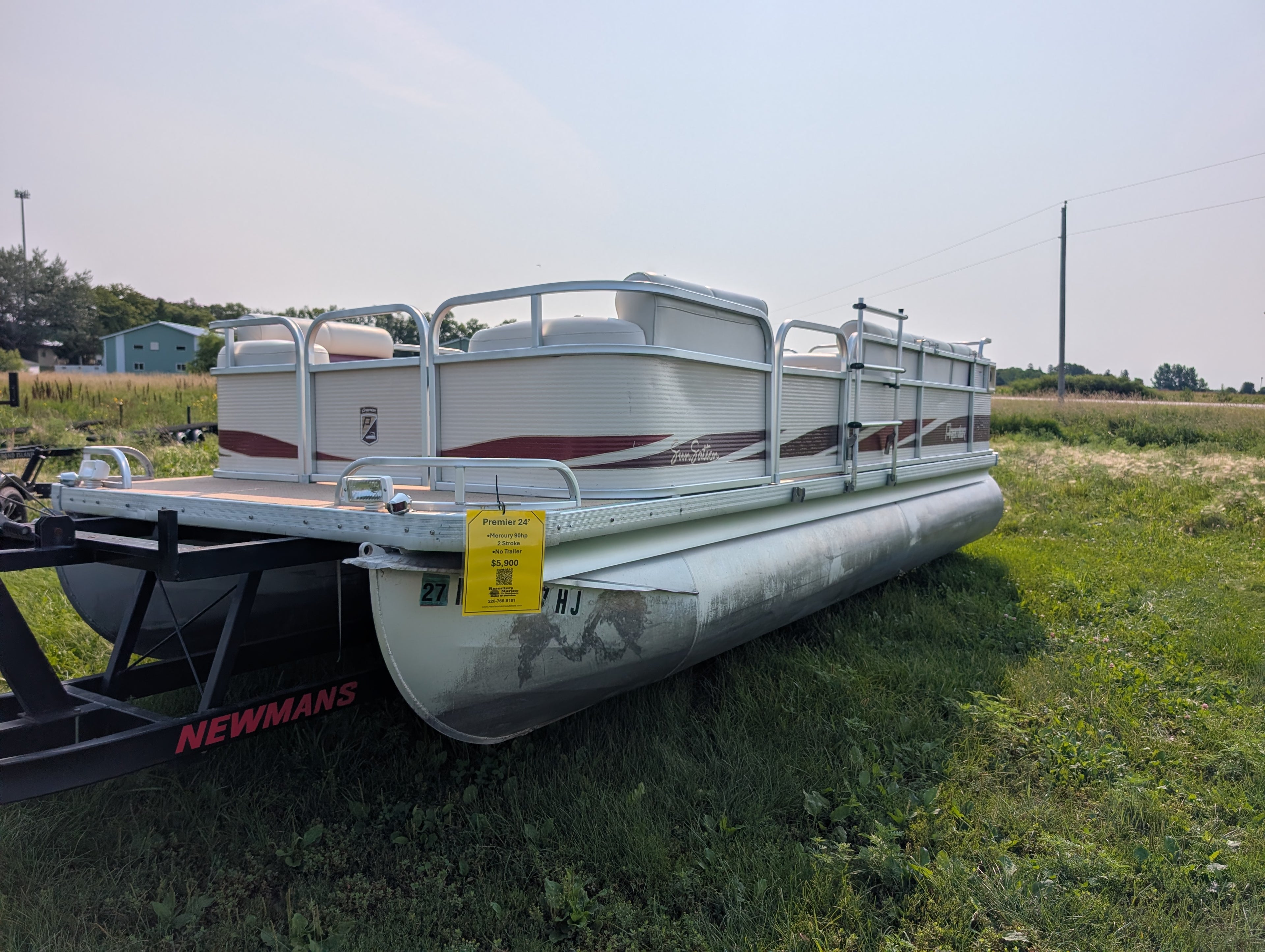 1997 Premier 20' SunSation Pontoon w/ 1997 Mercury 90HP 2-Stroke Outboard (One Owner!)