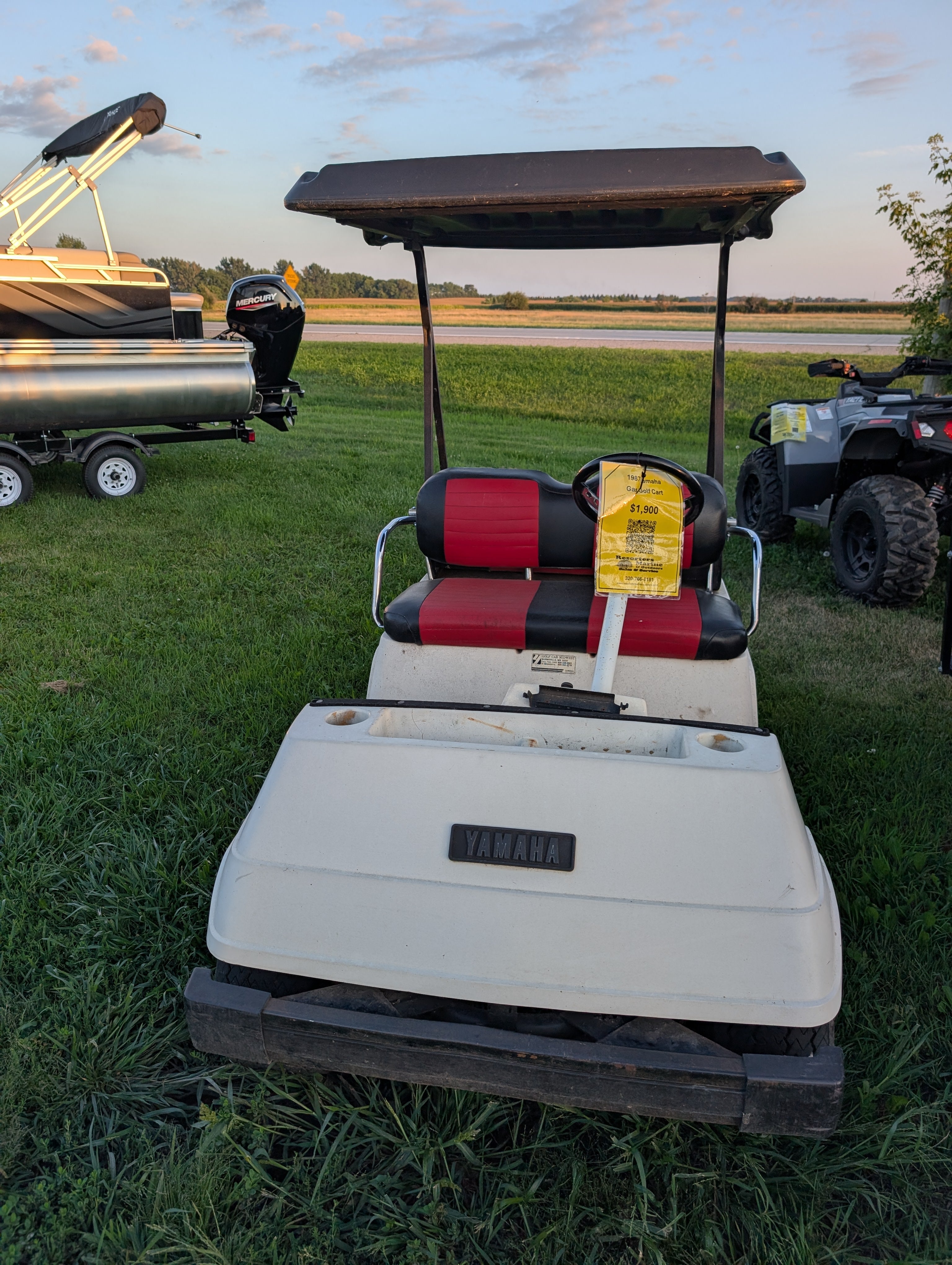 1987 Yamaha Golf Cart – Gas Powered Utility Cart with Black Canopy Top