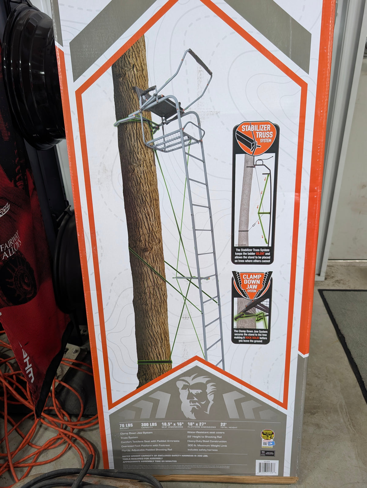 Ol' Man 22' Big Daddy Ladder Stand – Heavy-Duty Steel Tree Stand with Clamp Down Jaw & Truss System