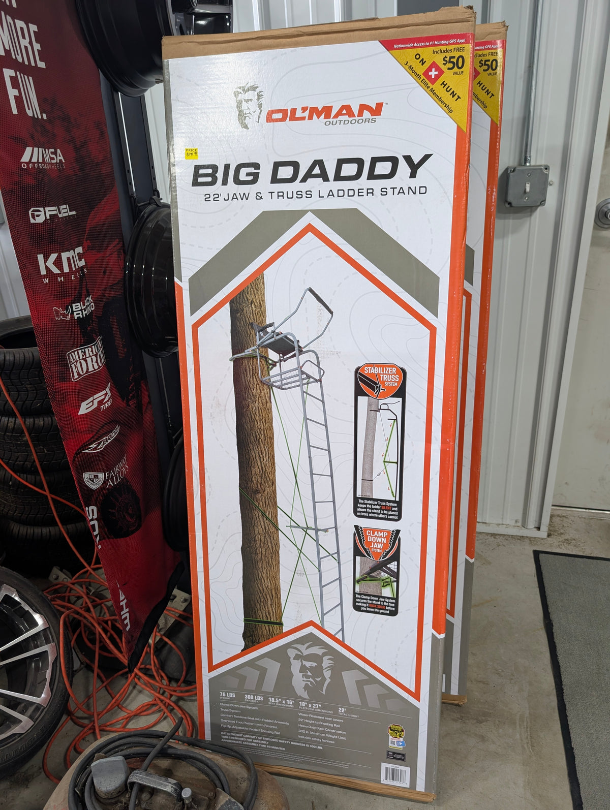 Ol' Man 22' Big Daddy Ladder Stand – Heavy-Duty Steel Tree Stand with Clamp Down Jaw & Truss System