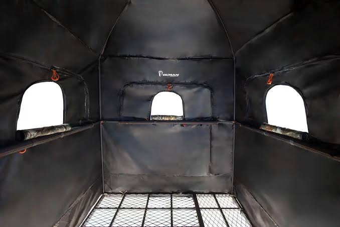 Ol' Man 7' Base Camp Deluxe Quad Pod Elevated Hunting Platform with Camo Enclosure, $489